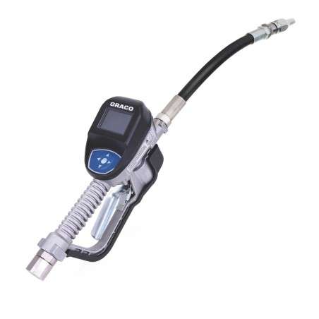 25M334 - VÁLVULA DOSIFICADORA CON MEDIDOR PULSE® PARA APLICACIONES DE ACEITE - 1/2 IN BSPP, EXTENSIÓN FLEX, BOQUILLA AUTOMÁTICA
