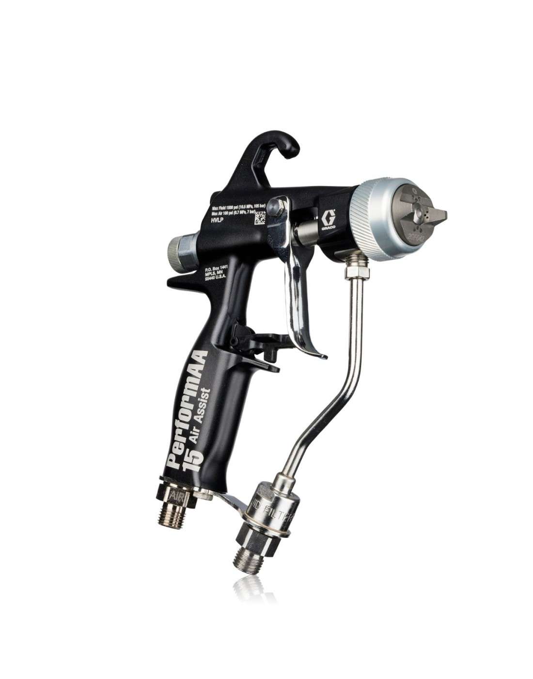 26B501 - PISTOLA DE ASISTENCIA DE AIRE PERFORMAA 105 CON TAPÓN DE AIRE DE ACABADO GENERAL Y PIVOTE DE FLUIDO