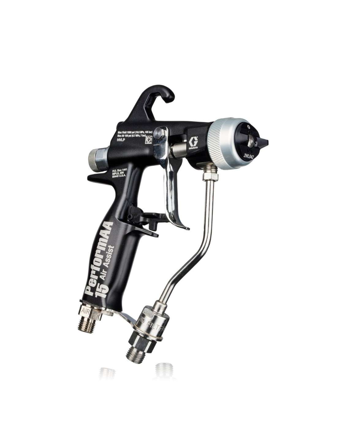26B503 - PISTOLA DE ASISTENCIA DE AIRE PERFORMAA 105 CON TAPÓN DE AIRE DE LACA DE MADERA, GATILLO LIGERO Y PIVOTE DE FLUIDO