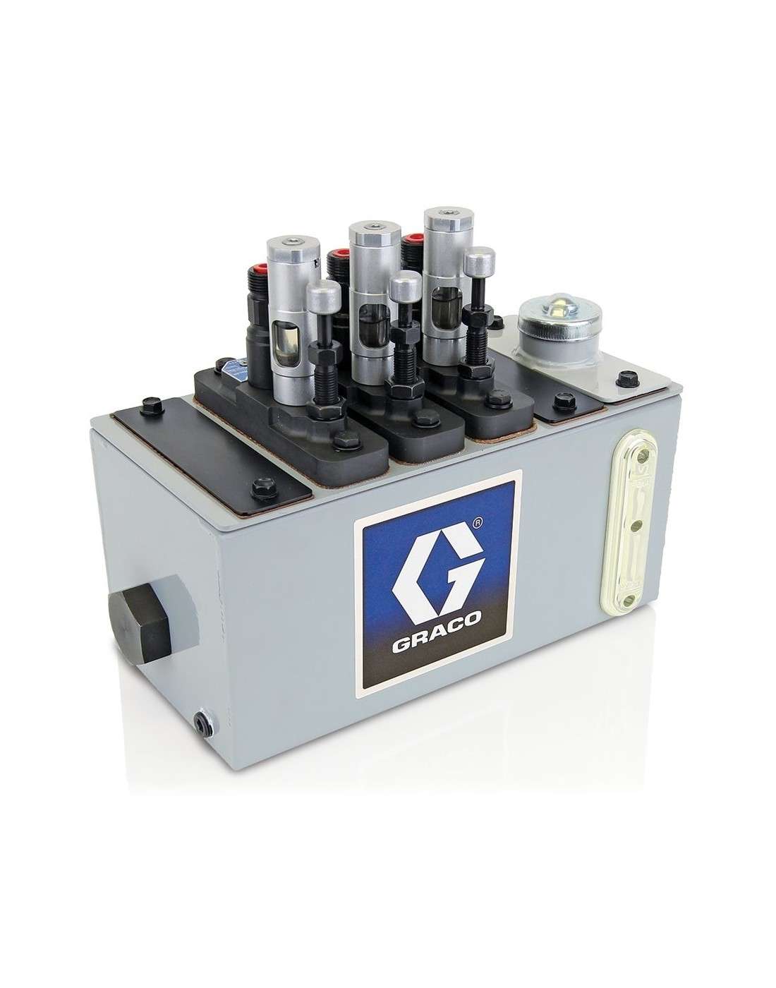 Lubricador Manzel® serie MB - Depósito de 4 pintas (1,89 litros) (4 estaciones de bombeo máx.), bomba GBL 7500 de 1/4 pulg (6,35
