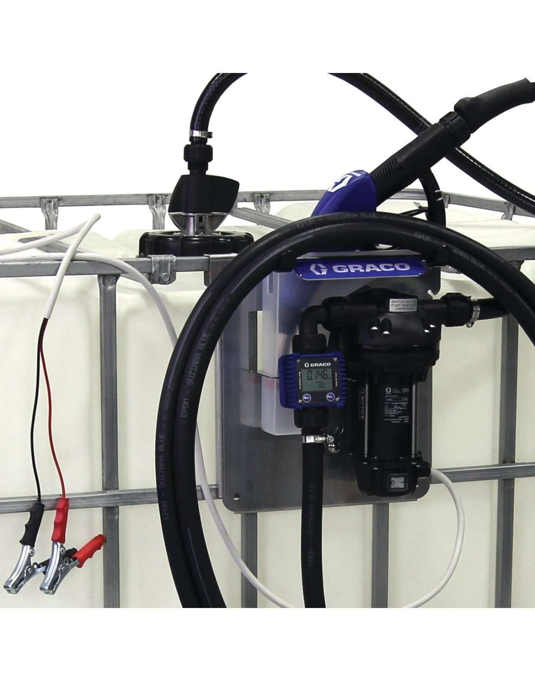 Conjunto de bomba eléctrica LD Blue - Longitud de la manguera de aspiración de 1,5 m - Boquilla manual - Conexiones de abrazader
