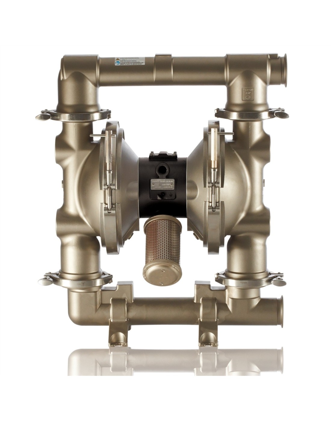 Bomba de acero inoxidable SaniForce 1040 AODD con asientos de acero inoxidable 316, juntas tóricas de PTFE, bolas y diafragmas d