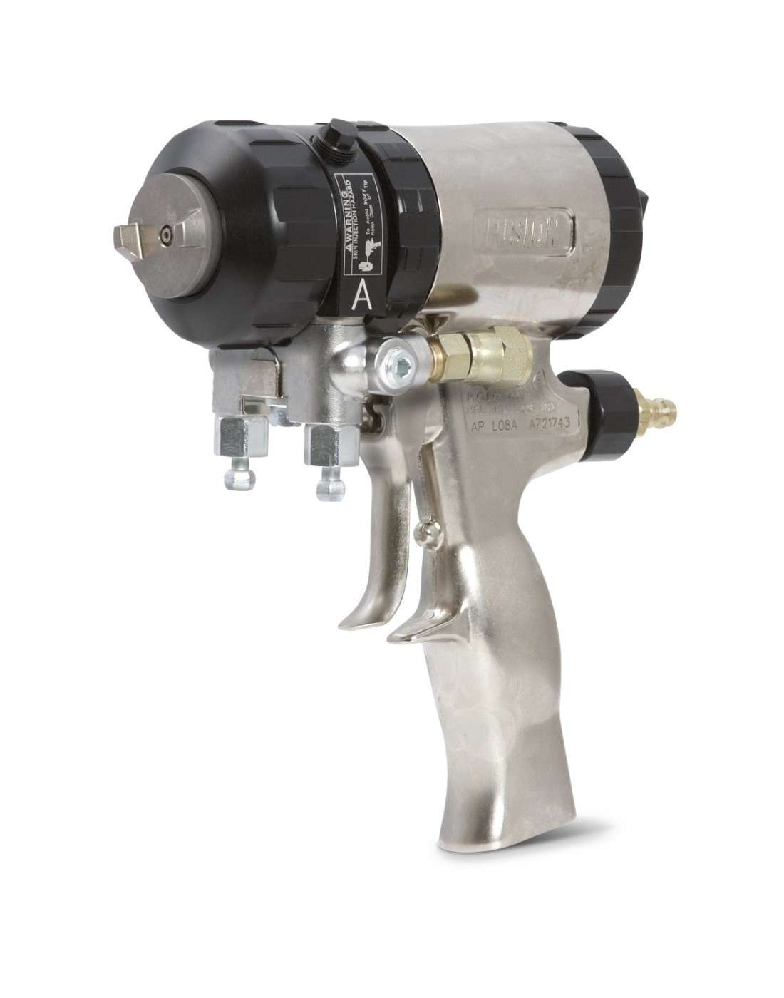 Pistola de purga de aire Fusión de abanico plano, tamaño de orificio de 0,61 mm (0,024 pulg.), puerto de impacto de 0,029 pulg. 
