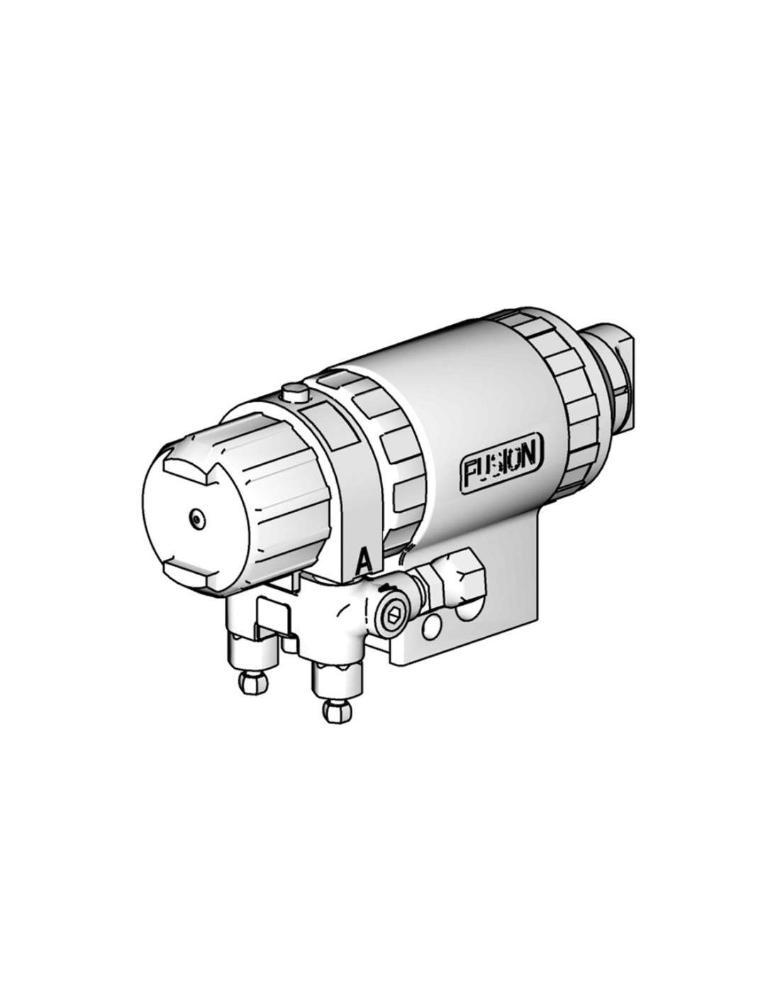 Pistola mecánica de mezcla por impacto directo Fusion de abanico plano con boquilla de cerámica de 0,024 pulg. (0,61 mm) y puert