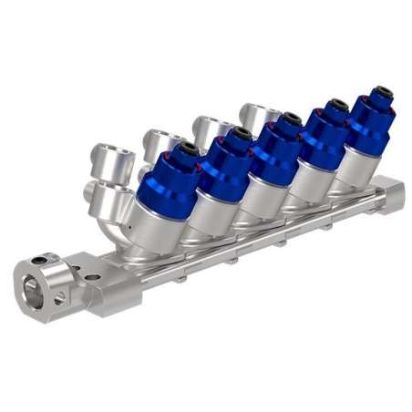 Pila de color IniFlex, 6 válvulas de circulación, 2 válvulas sin circulación, tipo de accesorio de salida Quick Socket