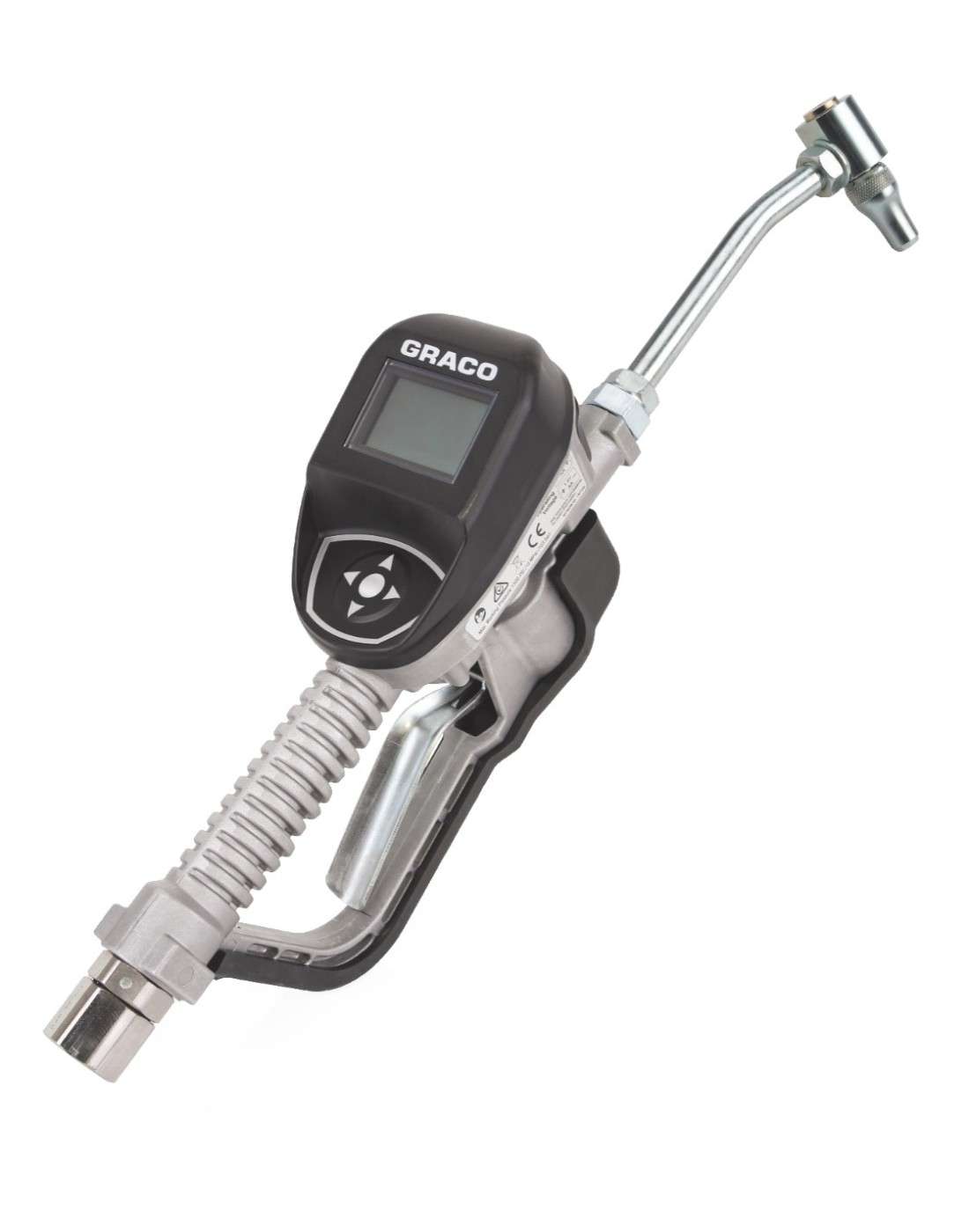 Pistola medidora de lubricantes de engranajes manual electrónica Serie SDM8, extensión rígida, entrada de 1/2 pulg (51 mm)