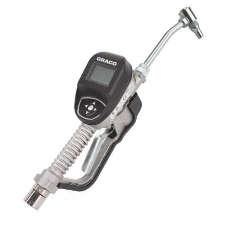 Pistola medidora de lubricantes de engranajes manual electrónica Serie SDM8, extensión rígida, entrada de 1/2 pulg (51 mm)