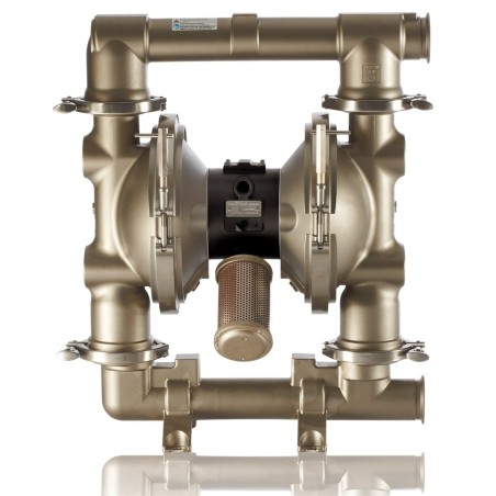 Bomba de acero inoxidable SaniForce 1040 AODD con asientos de acero inoxidable 316, juntas tóricas de PTFE, bolas de policloropr