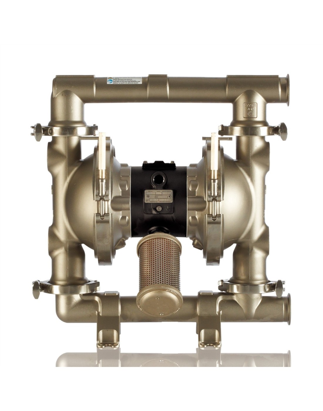 Bomba de diafragma de aluminio SaniForce 2150 con conexión de brida, asientos de SS 316, juntas tóricas de PTFE, bolas y diafrag