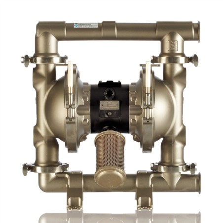 Bomba de diafragma de aluminio SaniForce 2150 con conexión de brida, asientos de SS 316, juntas tóricas de PTFE, bolas y diafrag