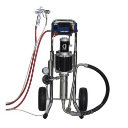 Paquete de pulverización de aire Merkur 3:1, 125cc, carro, pistola AirPro HVLP, controles de aire de bomba/pistola, mangueras de