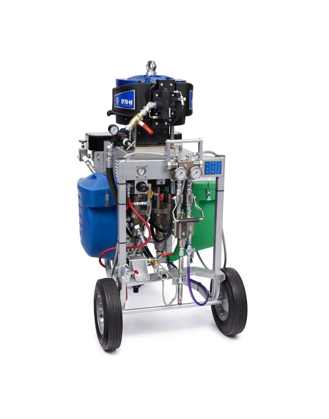 Sistema de pulverización para ubicación peligrosa XP50-hf, carro, relación de mezcla 2,5:1, tolvas, bomba de disolvente, calenta