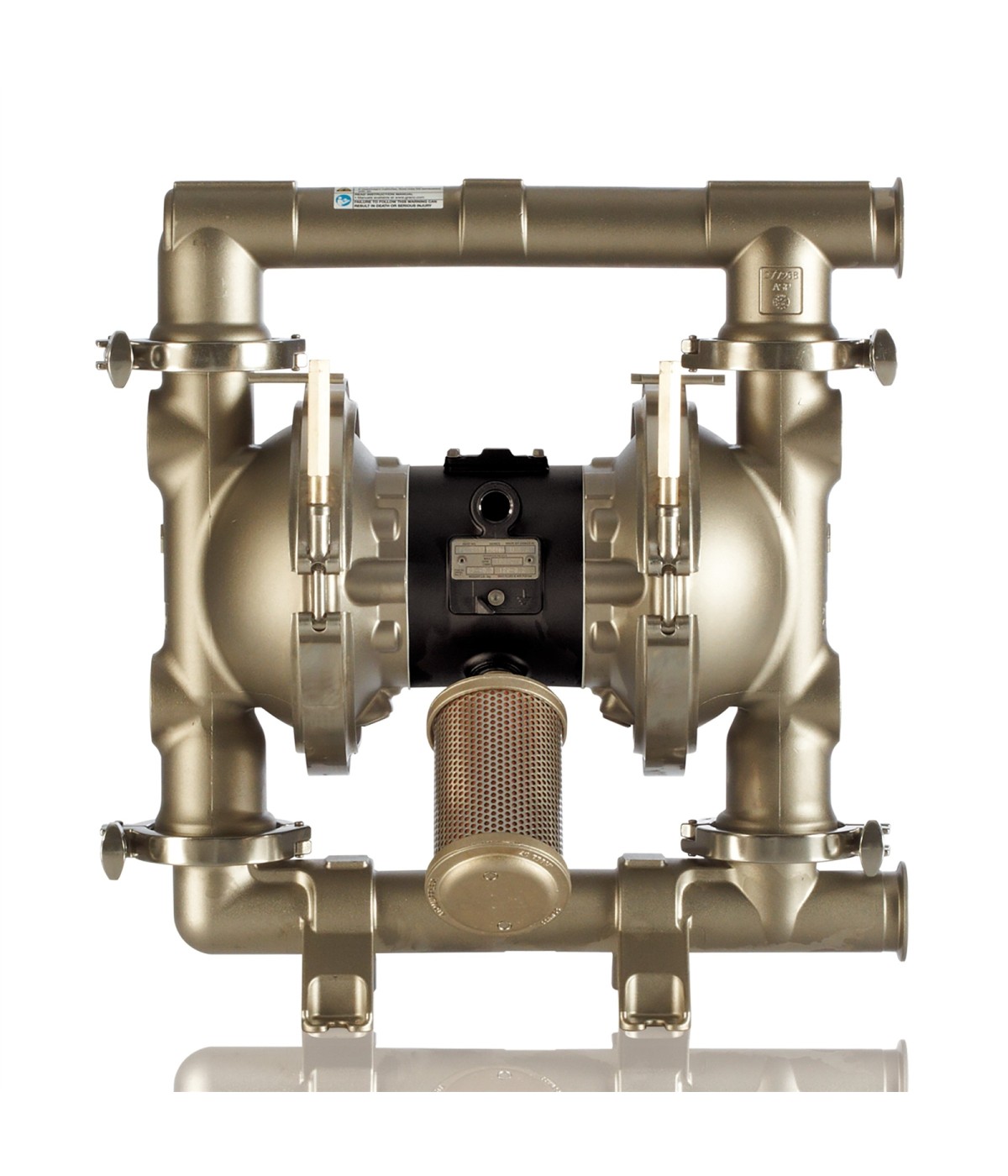 Bomba de diafragma de aluminio SaniForce 2150 con conexión de brida, asientos de SS 316, juntas tóricas de PTFE, bolas y diafrag