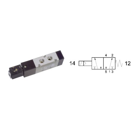 5/2 way solenoid valve, single coil