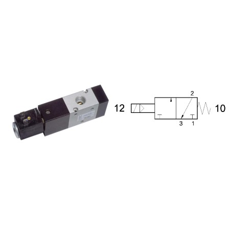 3/2 solenoid valve with spring return,